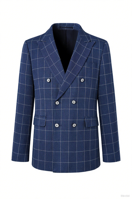 DOUBLE - BREASTED CHECKERED BLAZER