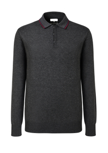 OEM Design Black Hand Knitted Long Sleeve 100% Wool Men's Lapel Crewneck Sweater 