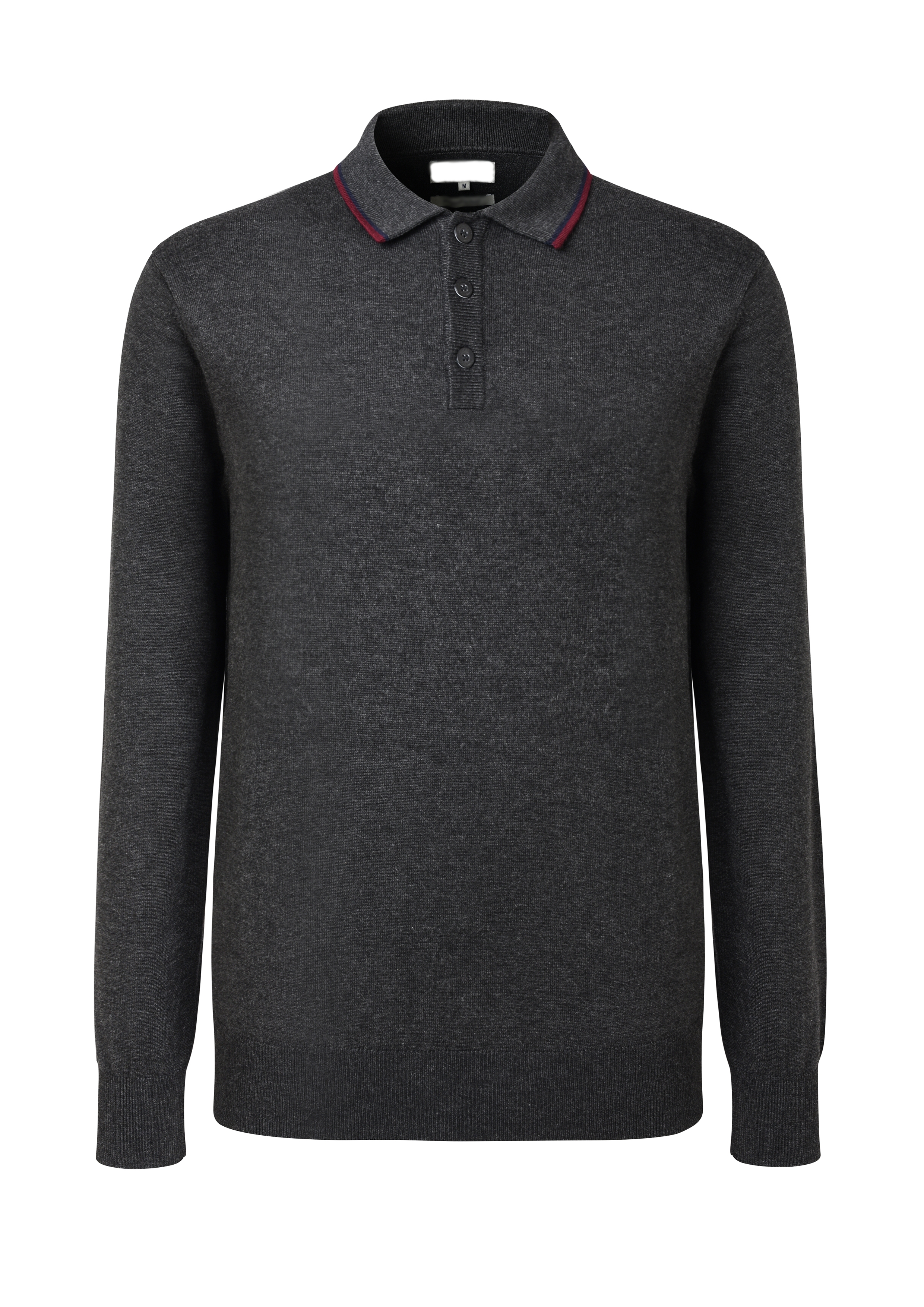 OEM Design Black Hand Knitted Long Sleeve 100% Wool Men's Lapel Crewneck Sweater 
