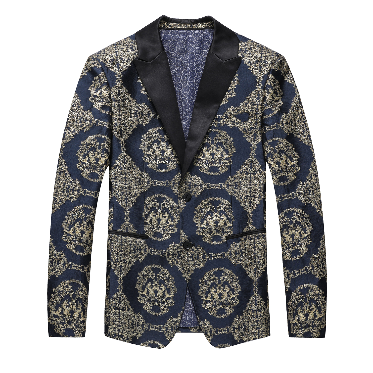 Men’s casual slim fit jacquard suit blazer stylish jacket
